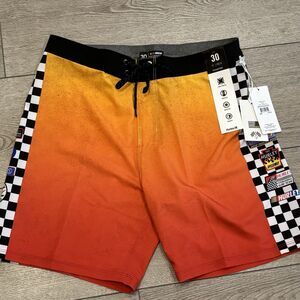 Hurley‎ Nascar Phantom Board Shorts Racetrack Size 30 Orange Swim NWT